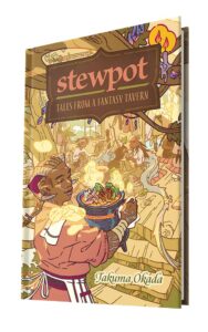 Stewpot: Tales from a Fantasy Tavern is a collection of small games for groups of three or more players. Each game lets you, a retired adventurer, play out different parts of running a tavern and settling down in a town together with your old adventuring party. You'll be scrambling to cook something edible with random ingredients, bartending for troubled souls, calming down a tavern brawl, going shopping for all the things a tavern needs, and more in a variety of slice-of-life scenes! Typical play time depends on your group and how long you spend on each game. Most likely, the shortest playthrough will be about a 3 hour session, and a longer playthrough may take multiple sessions.